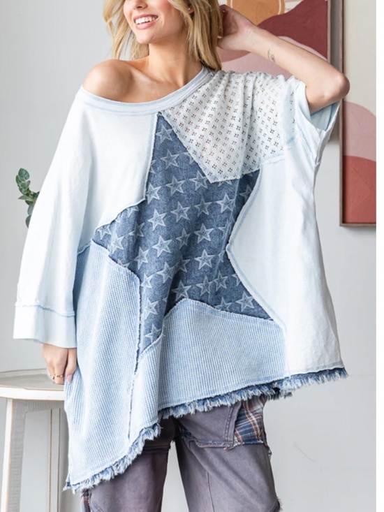 Oli & Hali Tops - 😎 Oli and Hali “ ORLANDO “ Oli & Hali MULTI PRINT PATCHWORK OVERSIZED TOP 60A